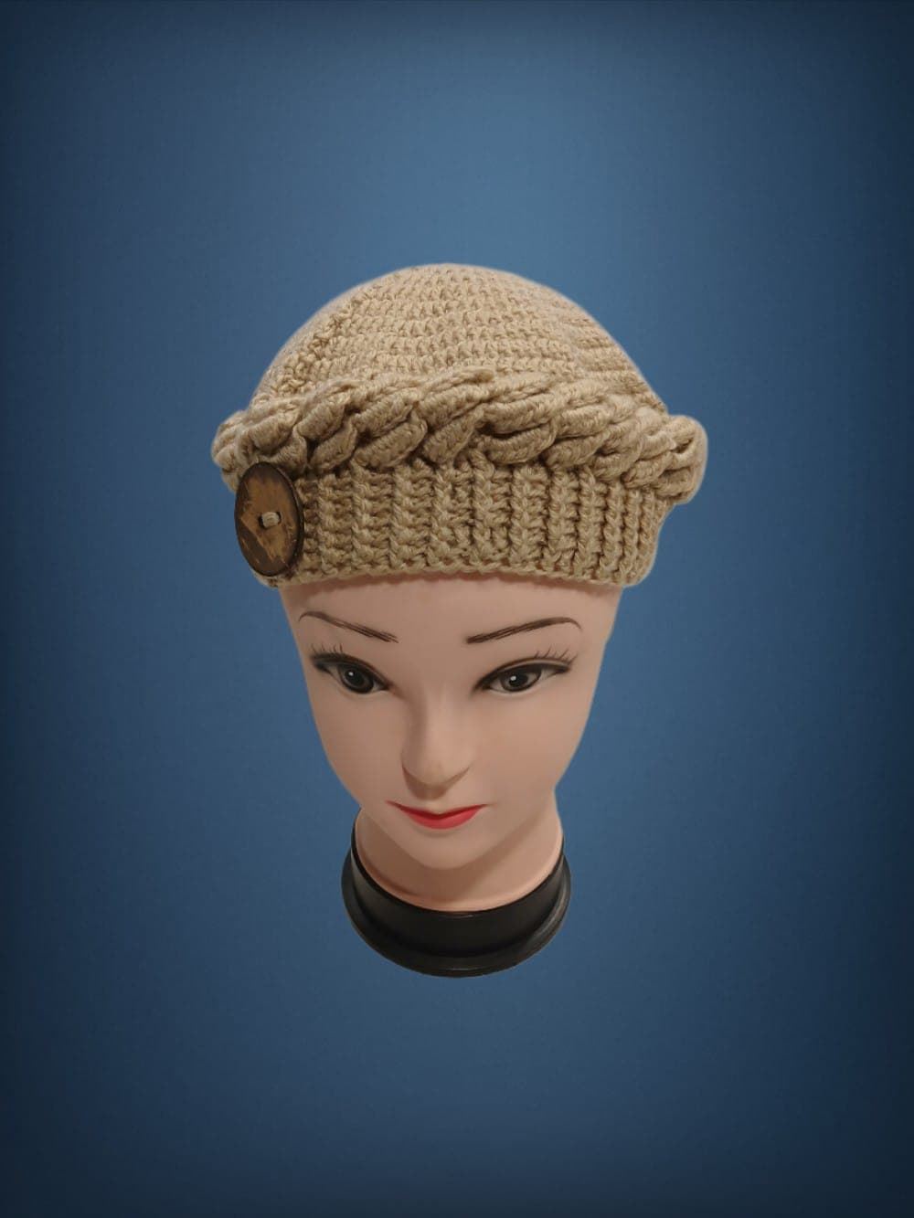 Gorro ondas beige hecho a mano a ganchillo(20) - Imagen 1