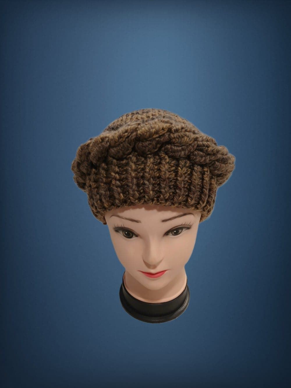 Gorro ondas tonos marrones hecho a mano a ganchillo (27) - Imagen 1