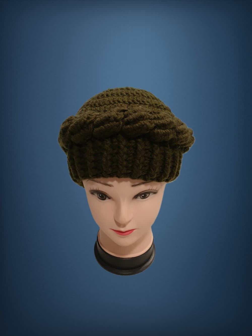 Gorro ondas verde botella hecho a mano a ganchillo - Imagen 1