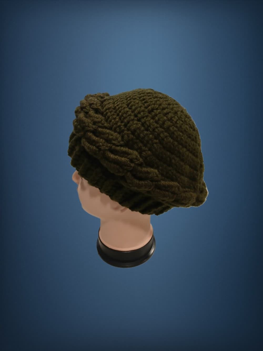 Gorro ondas verde botella hecho a mano a ganchillo - Imagen 2