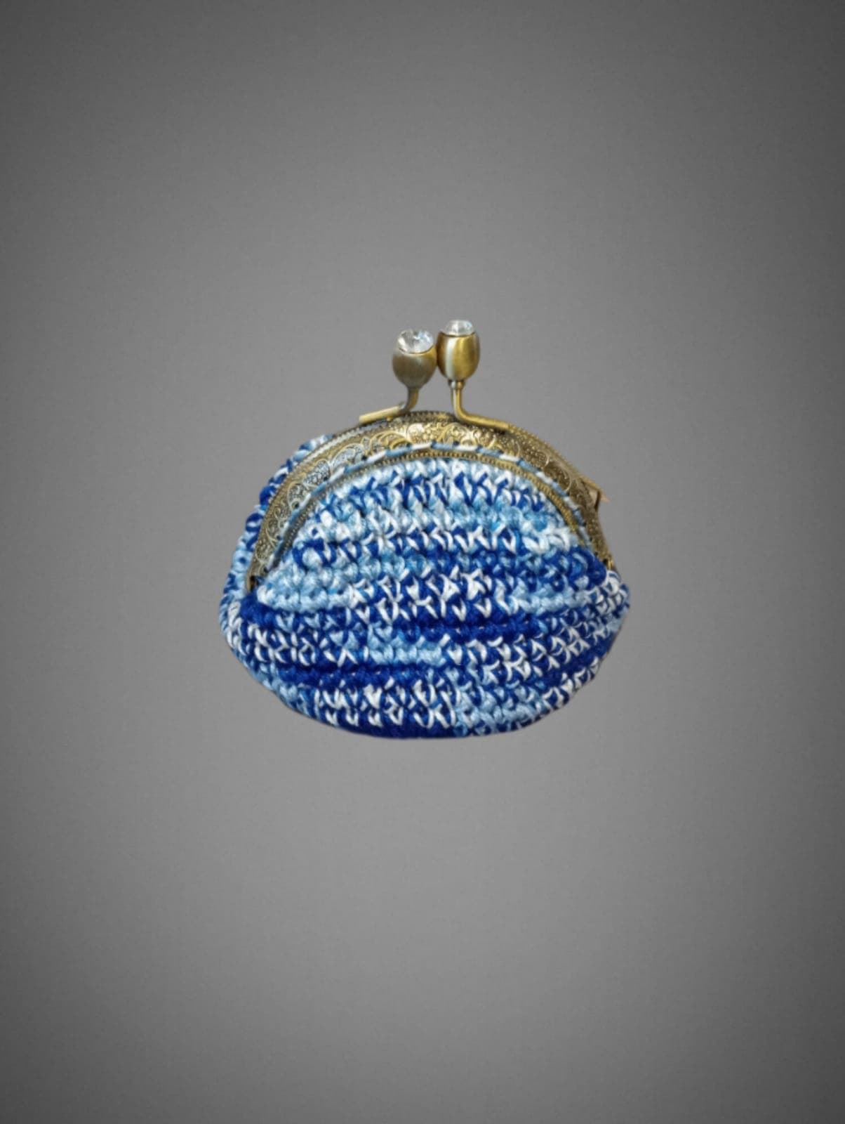 Monedero jaspeado azul hecho a mano a ganchillo - Imagen 1