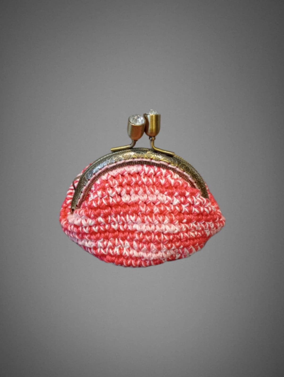 Monedero jaspeado rosa hecho a mano a ganchillo - Imagen 1