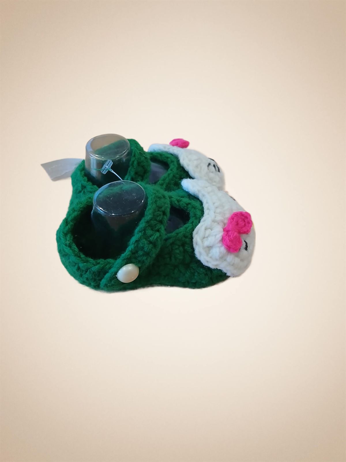 Patuco zapato hello kitty verdes hecho a mano a ganchillo. - Imagen 2