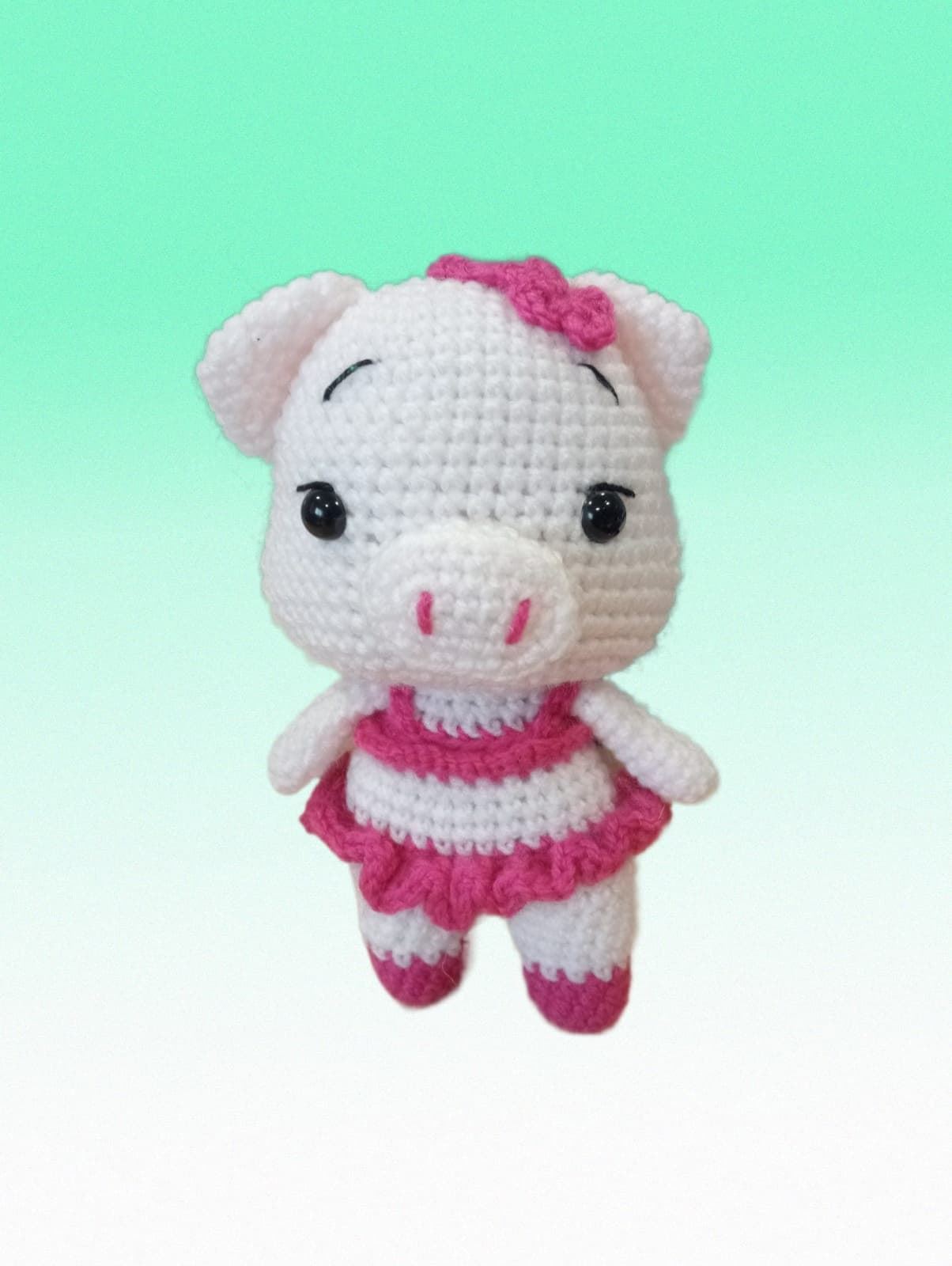 Peluche cerdo con vestido amigurumi - Imagen 1