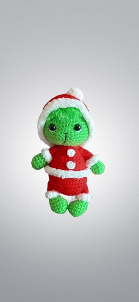 Peluche el grinch navideño-navidad hecho a mano a ganchillo (amigurumi). - Imagen 1