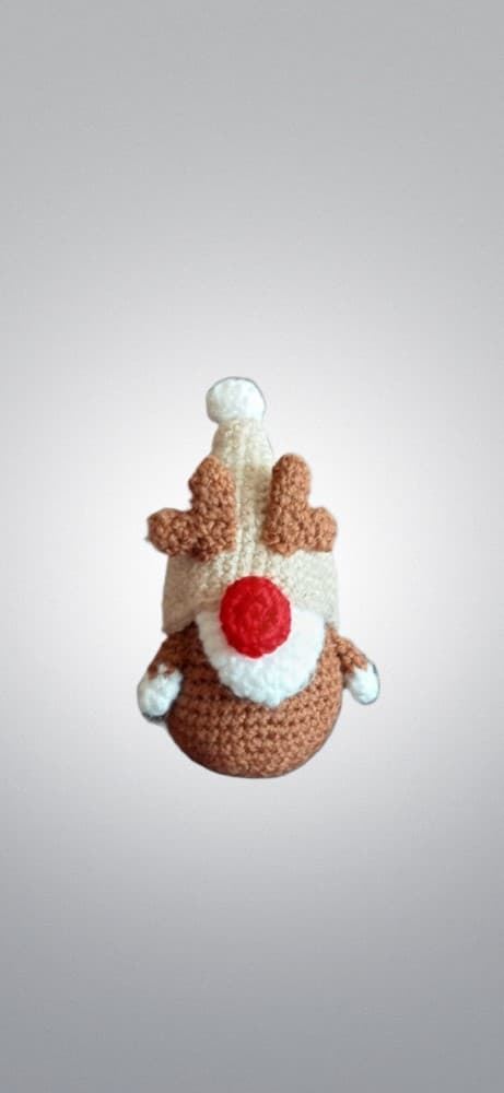 Peluche gnomo reno navideño-navidad hecho a mano a ganchillo (amigurumi). - Imagen 1