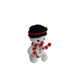 Peluche muñeco de nieve navideño con gorro hecha a mano a ganchillo (amigurumi). - Imagen 2