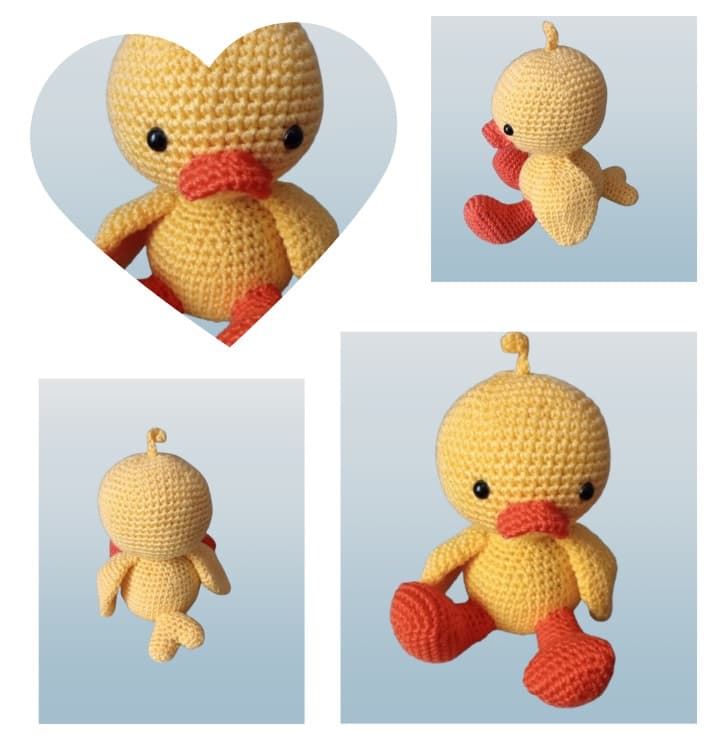 Peluche pato amarillo hecho a mano a ganchillo (amigurumi). - Imagen 1