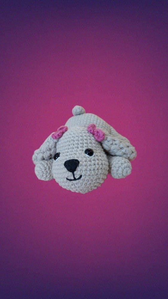 Peluche perro cocker con lazos hecho a mano a ganchillo (amigurumi). - Imagen 1